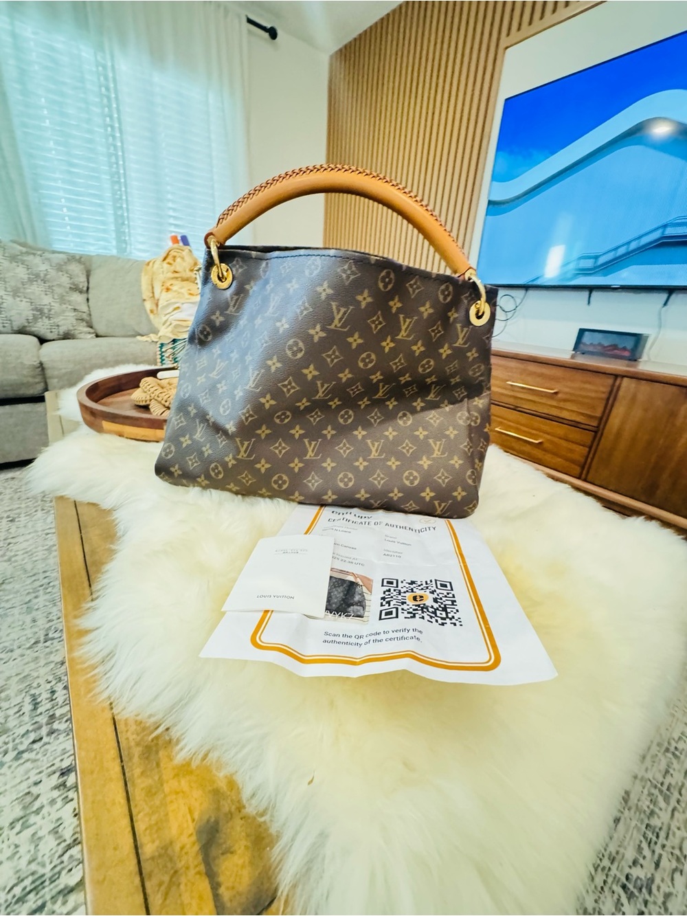 Classic Monogram Tote Bag in Brown and Cream